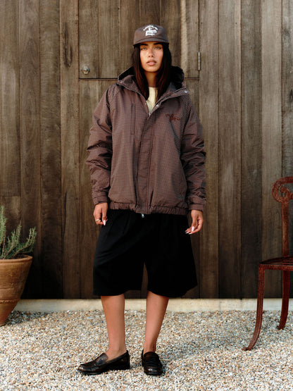 HOODED JACKET - BROWN CHECK