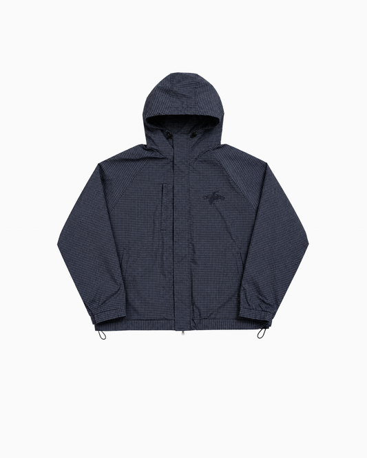 HOODED JACKET - NAVY CHECK